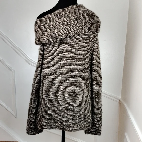 VINTAGE JAEGER Camel Hair & Wool Knit Sweater | Convertible Portrait Neck L - Picture 4 of 11